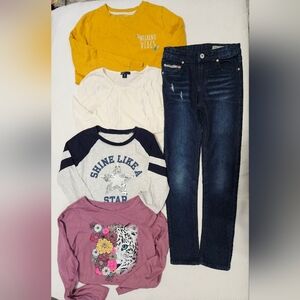 5 piece girls shirts jeans bundle Size 7-8 8